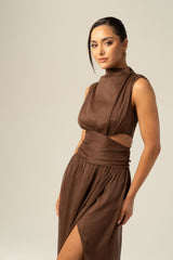 Leah High Neck Midi Dress